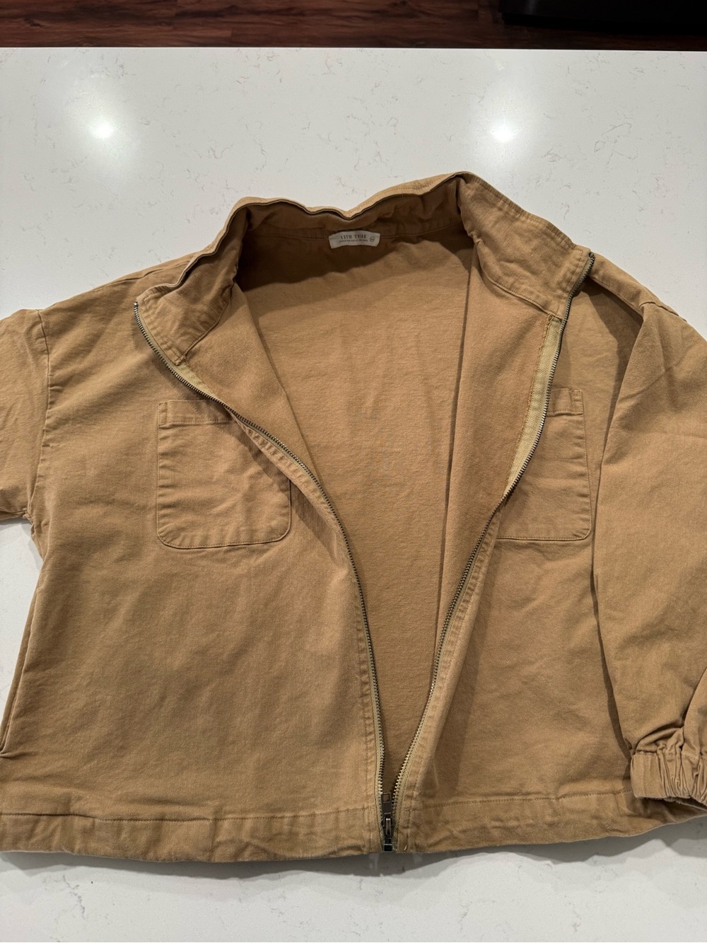 12th Tribe Tan Utility Zip-Front Women's Oversized Jacket. Size XS - Picture 4 of 10